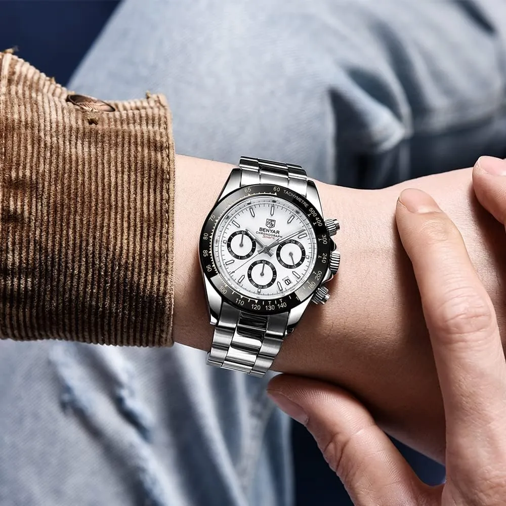 Watch Analog Chronograph Business Waterproof and Scratch Resistant Stainless Steel Strap Leisure Sports Watches for Men Men's Watch breakthrough scan BENYAR Fashion Quartz Movement Wrist 