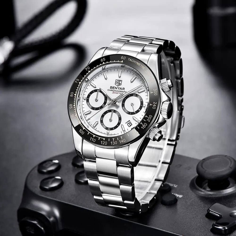 Watch Analog Chronograph Business Waterproof and Scratch Resistant Stainless Steel Strap Leisure Sports Watches for Men Men's Watch breakthrough scan BENYAR Fashion Quartz Movement Wrist 