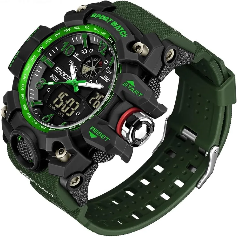 Watch Analog Digital Date Alarm Stopwatch Multi-Function Tactics Big Face Wristwatch for Men AIMES Mens Watches Sports Outdoor Waterproof Military mesozoic Watch for Men Tactical 