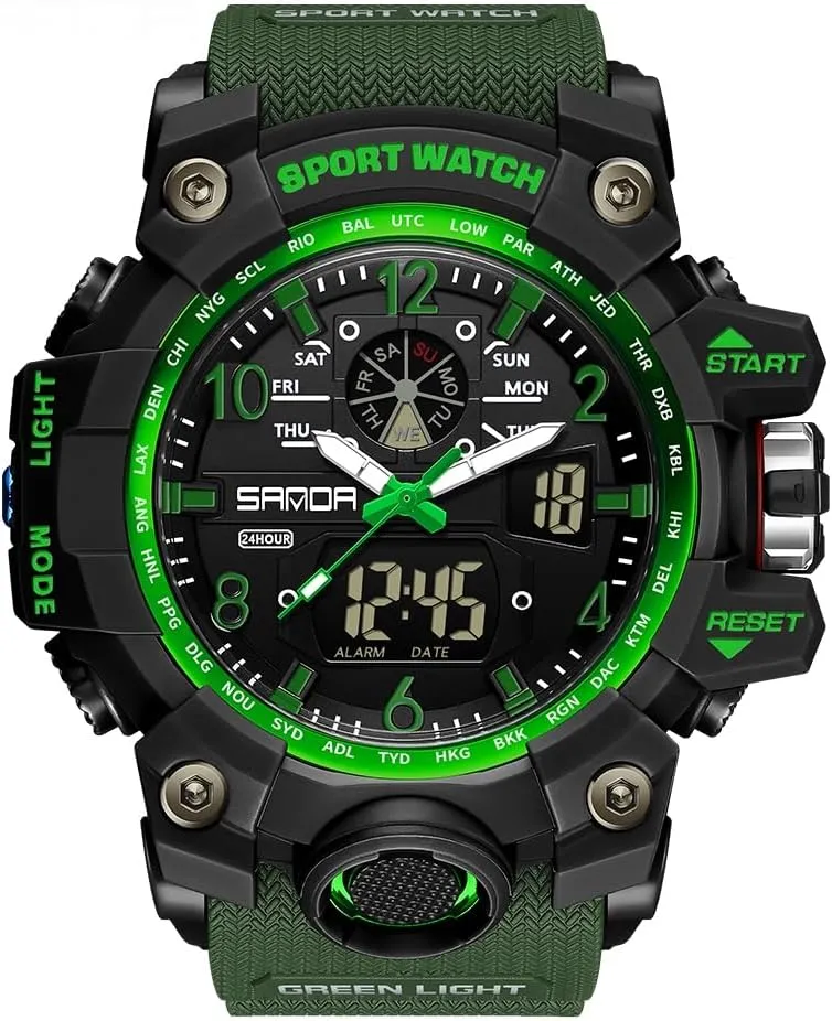 Watch Analog Digital Date Alarm Stopwatch Multi-Function Tactics Big Face Wristwatch for Men AIMES Mens Watches Sports Outdoor Waterproof Military mesozoic Watch for Men Tactical 