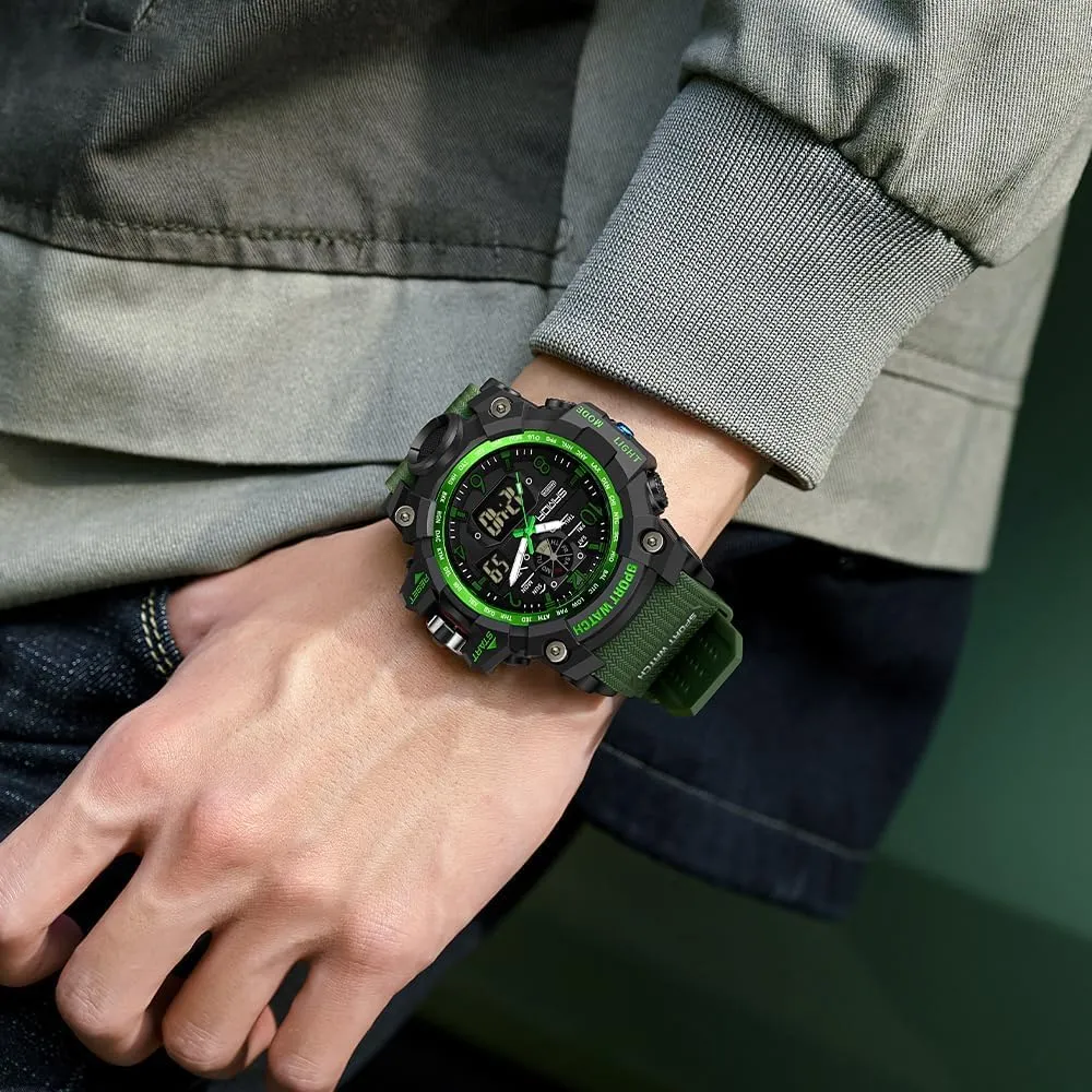 Watch Analog Digital Date Alarm Stopwatch Multi-Function Tactics Big Face Wristwatch for Men AIMES Mens Watches Sports Outdoor Waterproof Military mesozoic Watch for Men Tactical 