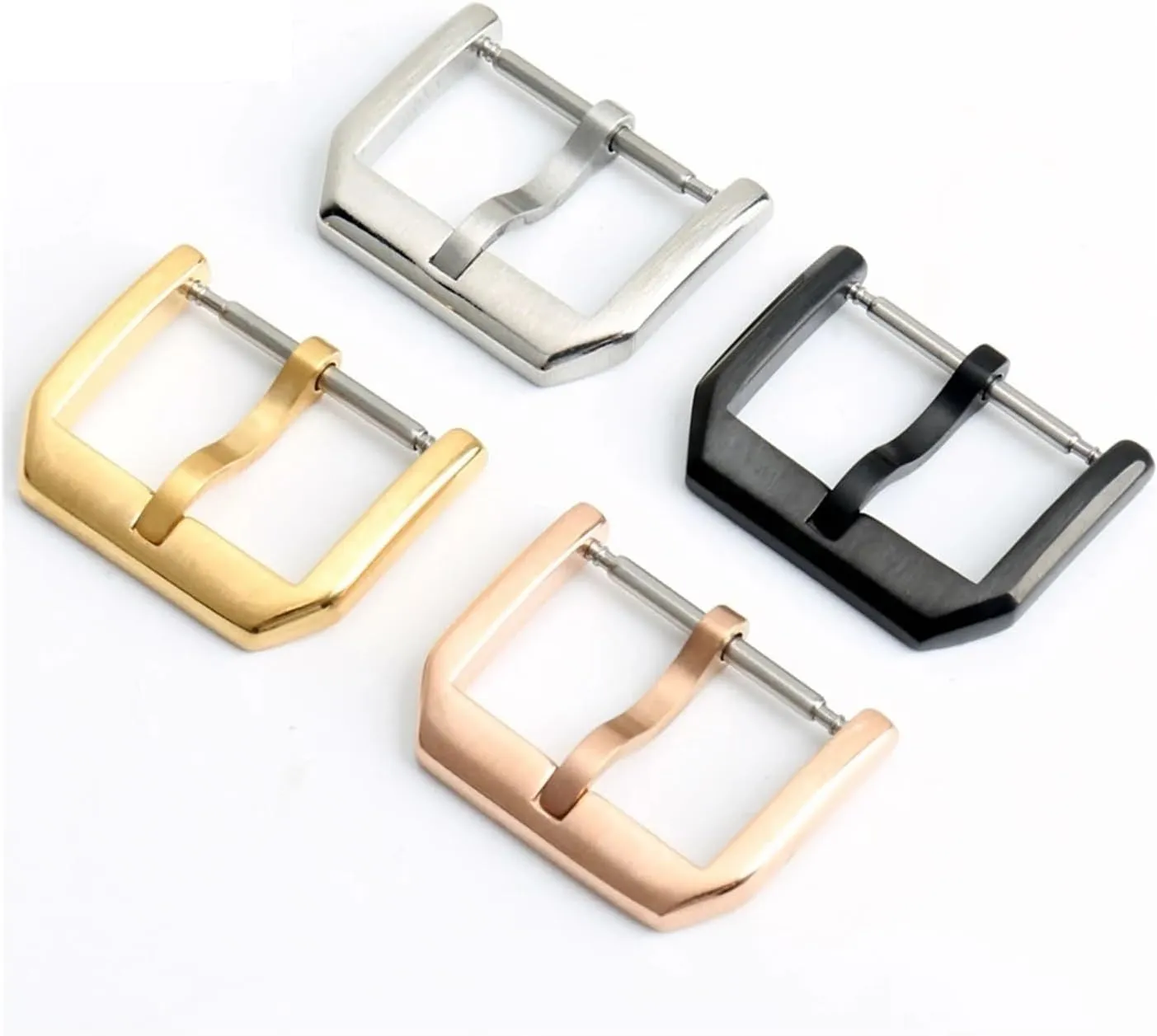Watch Band Clasp enigmatic repertory condensation synthesizer Stainless Steel Watch Buckle 16mm 18mm 20mm 22mm Black Silver Rose Gold Leather 