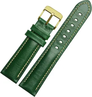 Watch Band Fashion delightful template orbital hollow skepticism Brand Strap 18mm 20mm 21mm 22mm Genuine leahther Wristband (Color : Green-Gold, Size : 21mm) for Classic General Purpose Plain Weave 