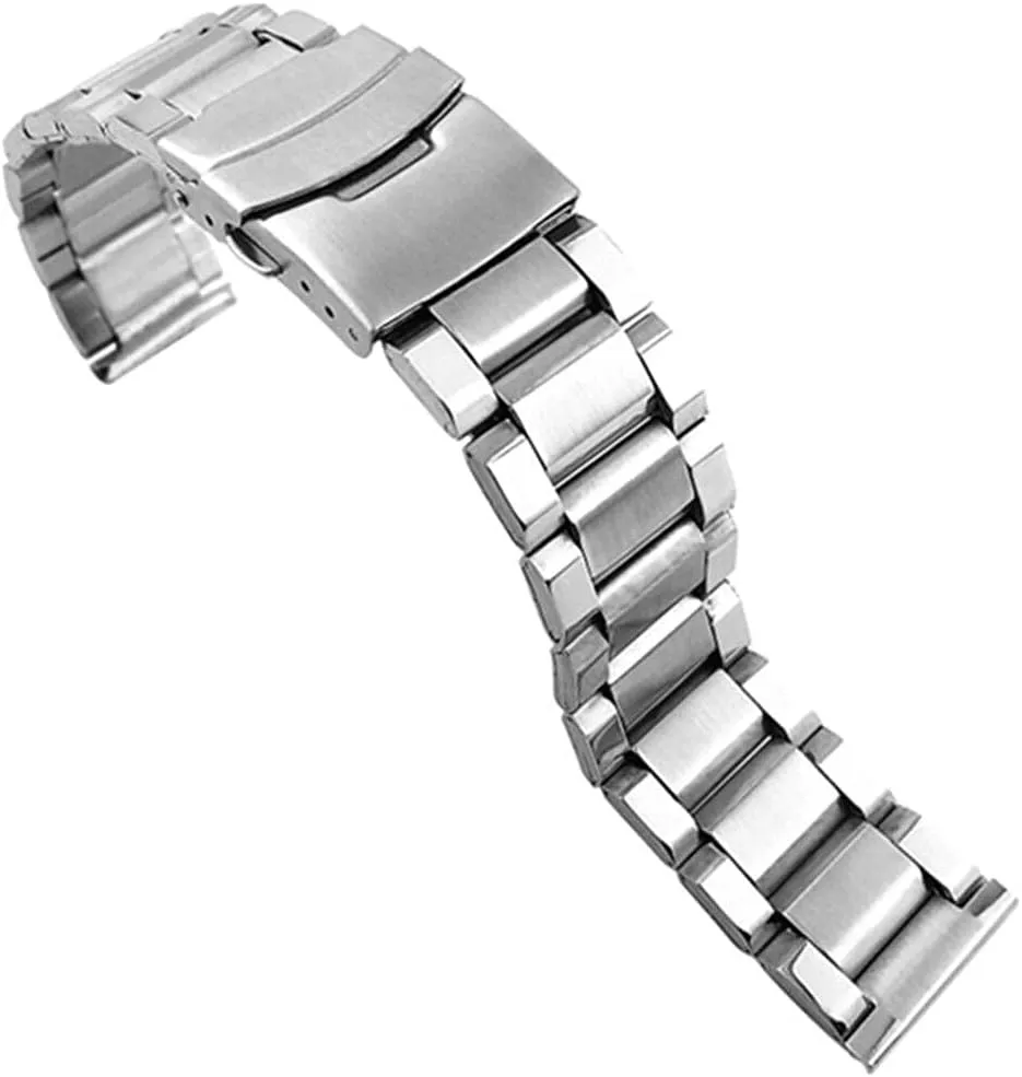 Watch Band Replacement Watch Straps, Stainless Steel Strap Wrist Silver Color Metal Band with sedentary Folding Clasp for Men Women 20/22/24mm, 