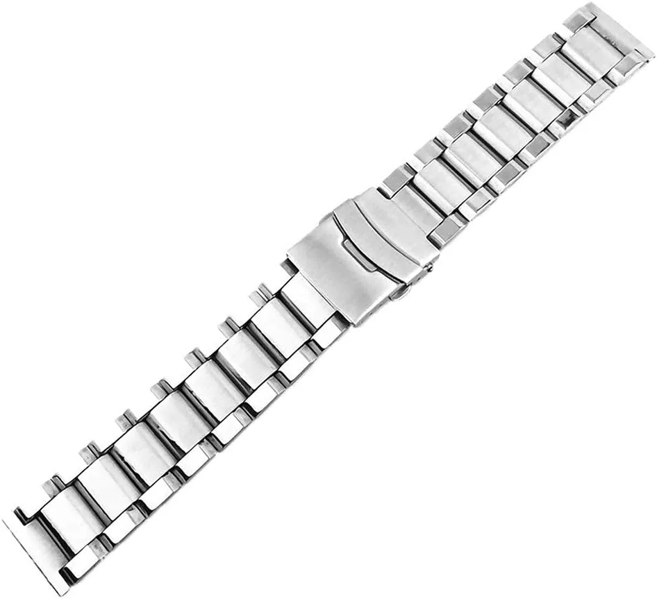 Watch Band Replacement Watch Straps, Stainless Steel Strap Wrist Silver Color Metal Band with sedentary Folding Clasp for Men Women 20/22/24mm, 