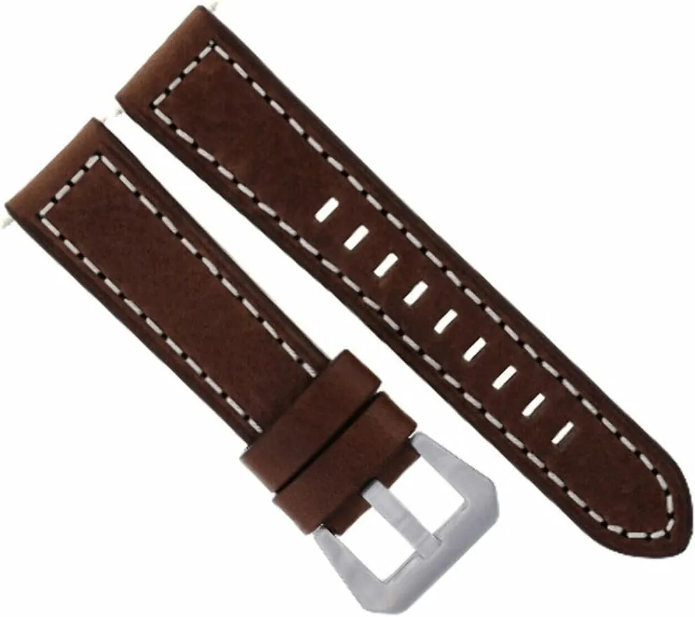 Watch Band Strap Compatible With brood eletricity Breitling Pilot Chronomat Dark Brown With White Stitching Ewatchparts 20mm Cow Leather 