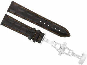 Watch Band Strap Deployment Clasp Compatible With Omega Seamaster Dark Brown juggle With Orange Stitching Ewatchparts 20mm Leather 