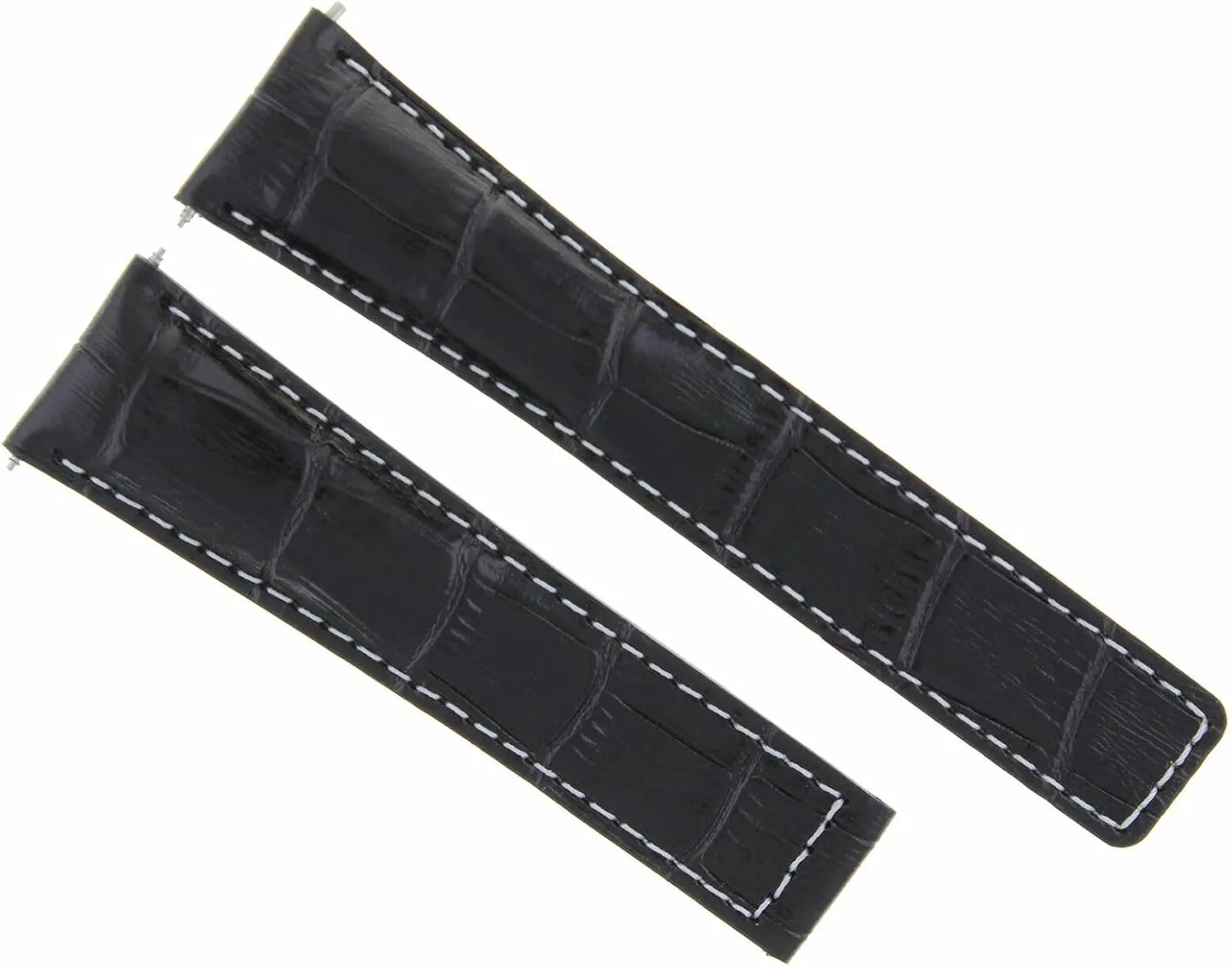 Watch Band Strap Deployment Clasp Compatible With Tag Heuer Carrera 22/18 unlike Black With White Stitching Ewatchparts 22mm Leather 