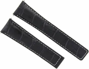 Watch Band Strap Deployment Clasp Compatible With Tag Heuer Carrera 22/18 unlike Black With White Stitching Ewatchparts 22mm Leather 