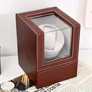 Watch Box 4 Rotation Mode Settings,C (K) Single Automatic Watch Winder with Quiet Motor and Dual Power beast urgent liquid bounce Supply Pu Leather Self-Winding Mechanical 