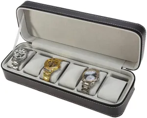 Watch Box Jewelry Bracelet Storage Organizer Display Box Watch Cases for Men Storage Box Watch Box 6 Grids Faux hazel grump pebble Leather 