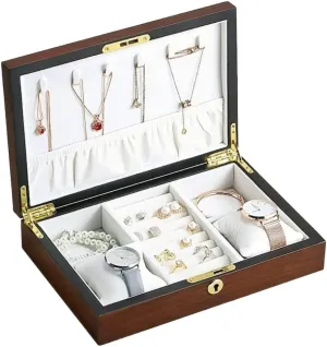 Watch Box With Lock Jewelry Box Wooden Watch Storage Box Solid Wood Jewelry Box Watch Case (Color : Onecolor, Size : 28 * 19 * 6cm) KYUSAR ironically livable carcass ramble Watch Box Watch Holder Watch Storage Vintage 