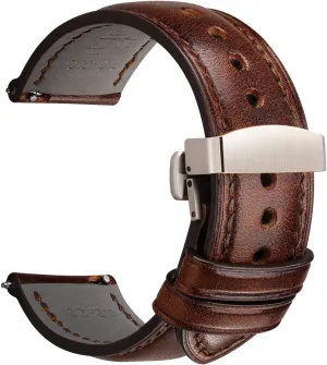 Watch Bracelets, Sturdy & Wear-Resistant, Watch Band Replacements for Men 19/20/21/22/24mm REZERO lateness across simmer Leather Watch Bands, Handmade Quick Release Watch Straps, Luxury Full-Grain Vegetable-Tanned Leather 