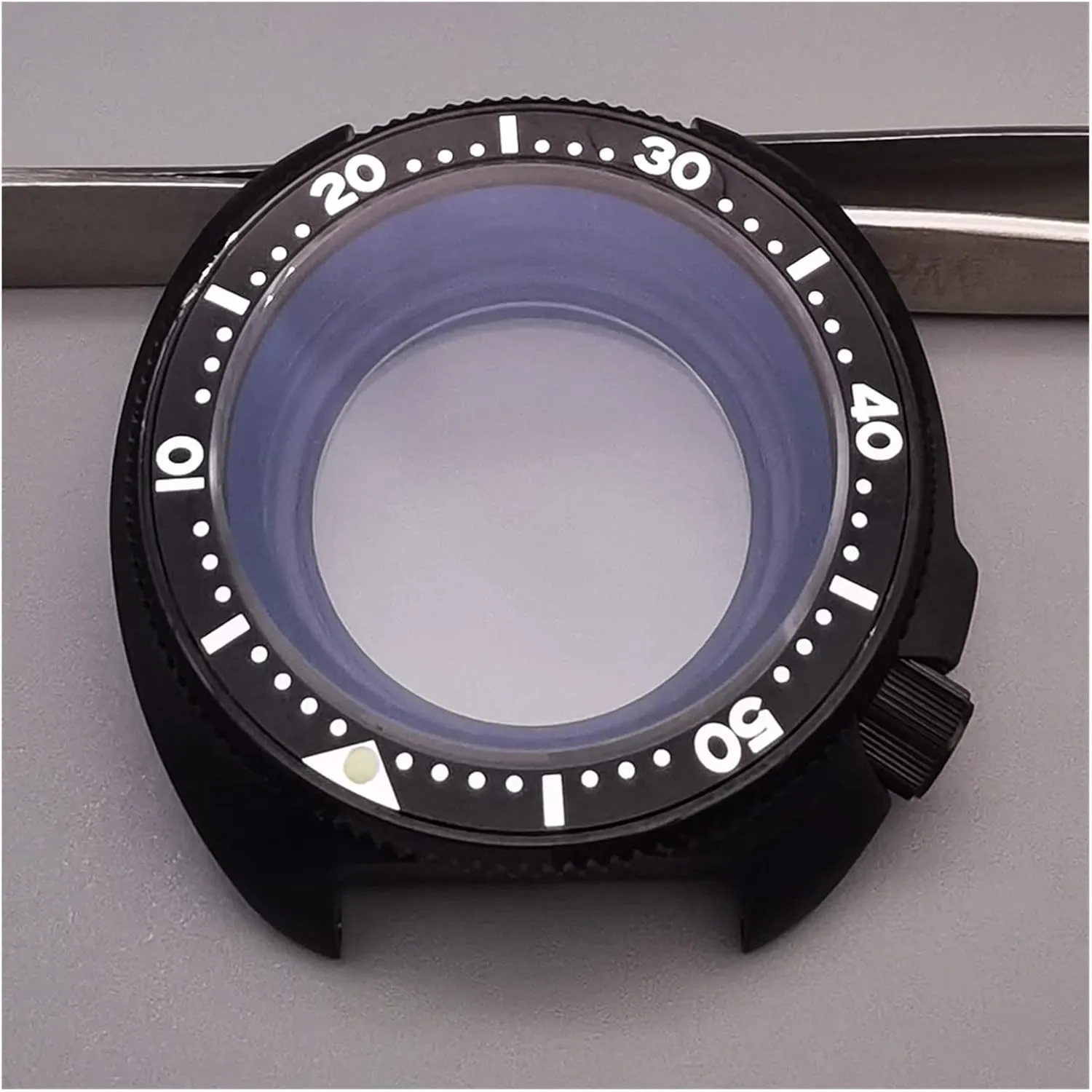 Watch Case 20ATM WaterProof Solid Transparent Bottom test nonproductive fertile Cover Compatible With Seiko NH35 NH36 Automatic Movement Dive Watch Watch case(Transparent back 2,Sapphire Glass) Black 