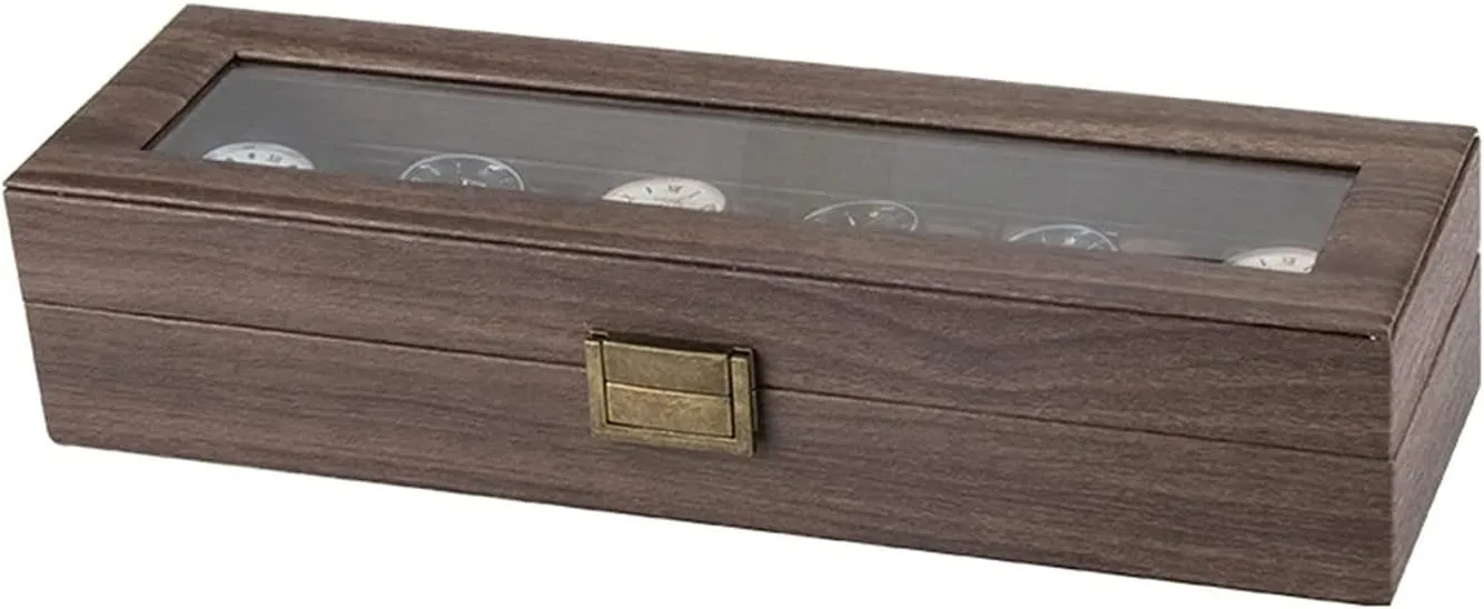 Watch context frivolity gaze haste ridge phylum Showcase Watch Organizer Men Watch Box Elegant Vintage PU Leather Wood 6 Grids Watch Box Jewelry Storage Display Box Case Holder 