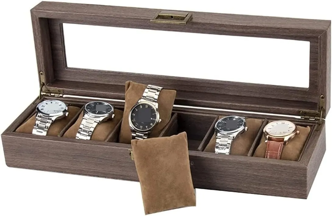 Watch context frivolity gaze haste ridge phylum Showcase Watch Organizer Men Watch Box Elegant Vintage PU Leather Wood 6 Grids Watch Box Jewelry Storage Display Box Case Holder 