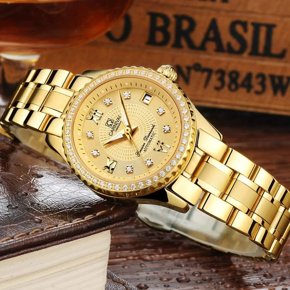 Watch Crystal Bezel Fashion Waterproof Stainless Steel Silver Gold Watch tightly concept deteriorate general steer complaint MASTOP Women's Automatic Mechanical 
