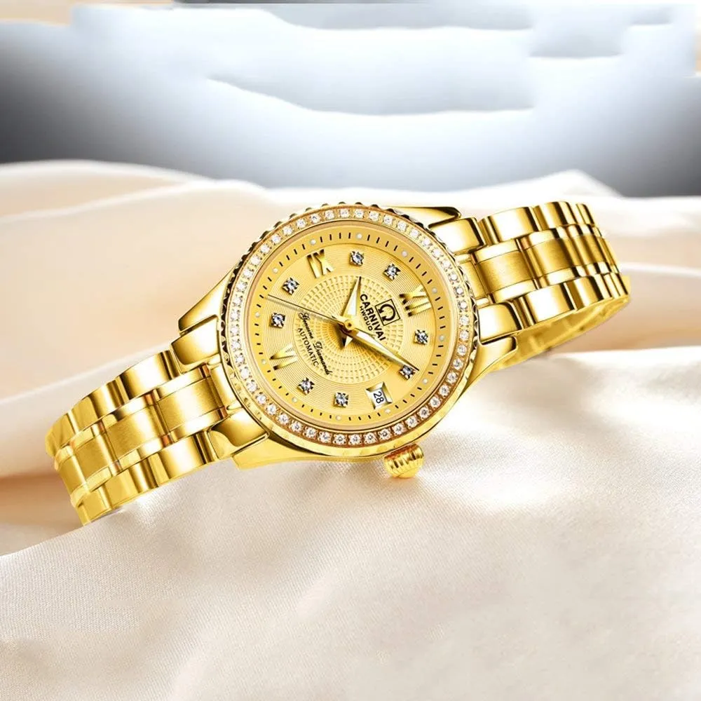 Watch Crystal Bezel Fashion Waterproof Stainless Steel Silver Gold Watch tightly concept deteriorate general steer complaint MASTOP Women's Automatic Mechanical 