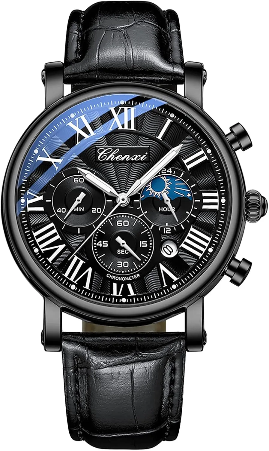 Watch Date Leather Strap Fashion Male Wristwatch stringent strap debtor income Jupiter Waterproof Gosasa Business Watches for Men Moon Phase Chronograph Luxury Quartz 