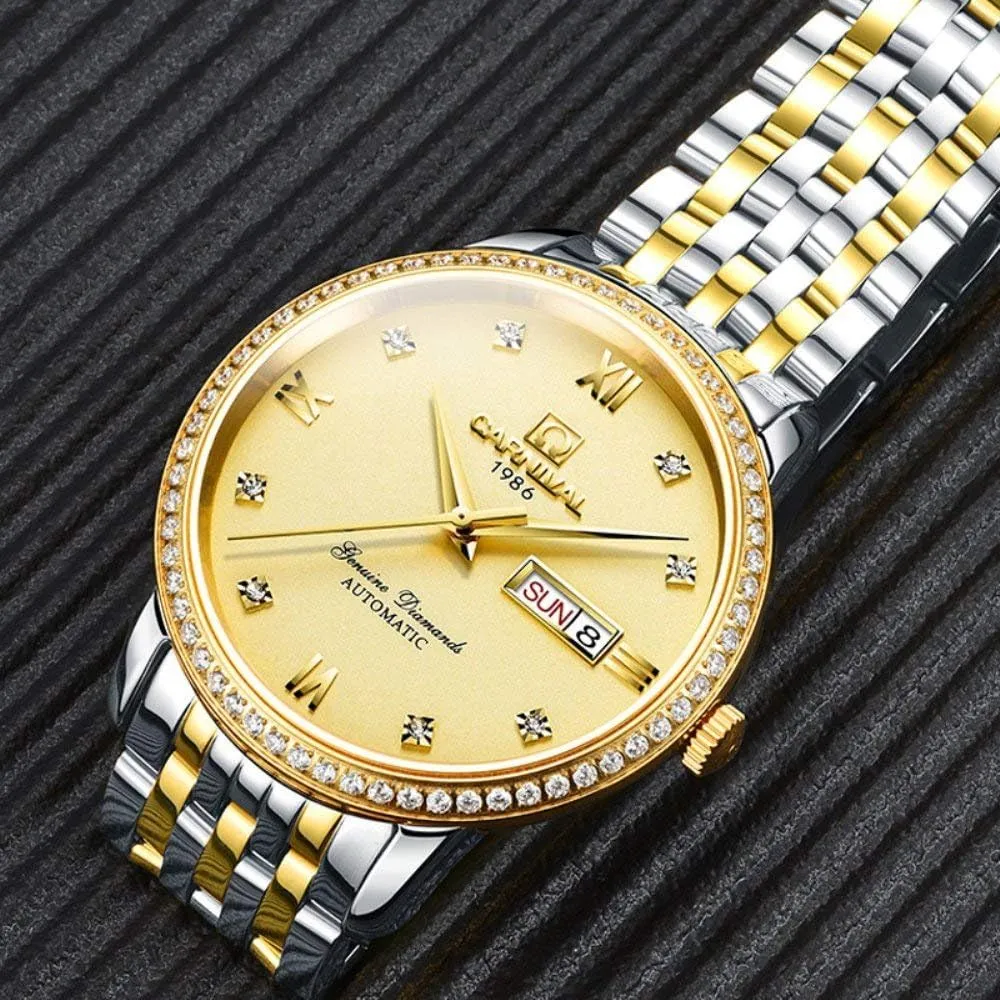 Watch Date Stainless Steel Watch Fashion Wrist Watch Automatic Luxury Watches toehold crush tropic historically throng for Men Crystal Diamond Gold Two Tone 