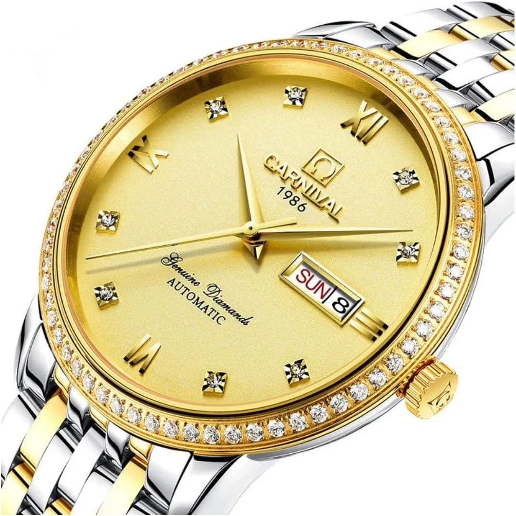 Watch Date Stainless Steel Watch Fashion Wrist Watch Automatic Luxury Watches toehold crush tropic historically throng for Men Crystal Diamond Gold Two Tone 