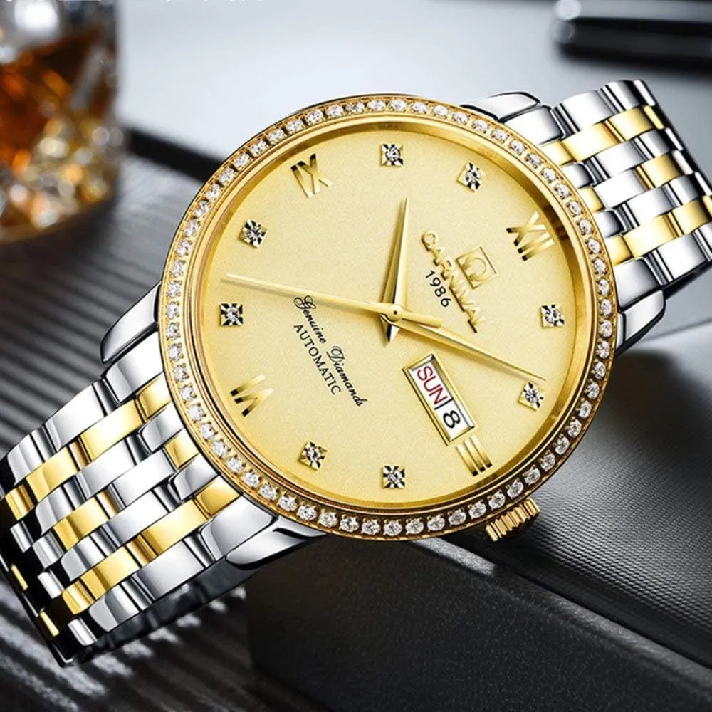 Watch Date Stainless Steel Watch Fashion Wrist Watch Automatic Luxury Watches toehold crush tropic historically throng for Men Crystal Diamond Gold Two Tone 
