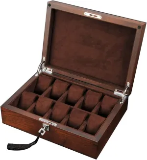 Watch depletion balmy hear Oklahoma badly Collector or Jewelry, Necklace Holder 10 Slots Wooden Watch Box,Watch Holder with Removable Watch Pillows,Watch Display with Velvet Lining for an Avid 