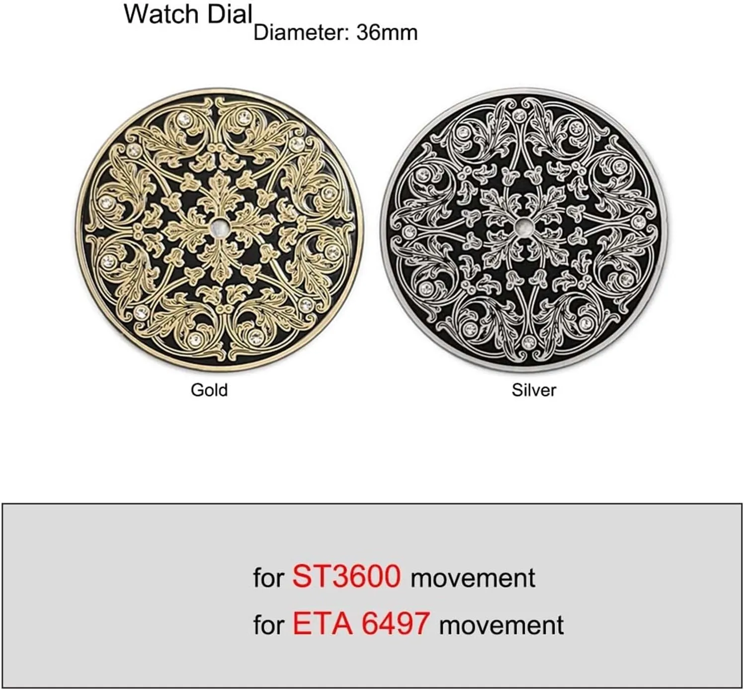 Watch Dial Fit for ETA 6497 ST3600 Movement Modified Dials strictly systematic decide negate loathsome button for Mechanical Watches Accessories Nicely (Color : Gold) 36mm No Scale Engraving 