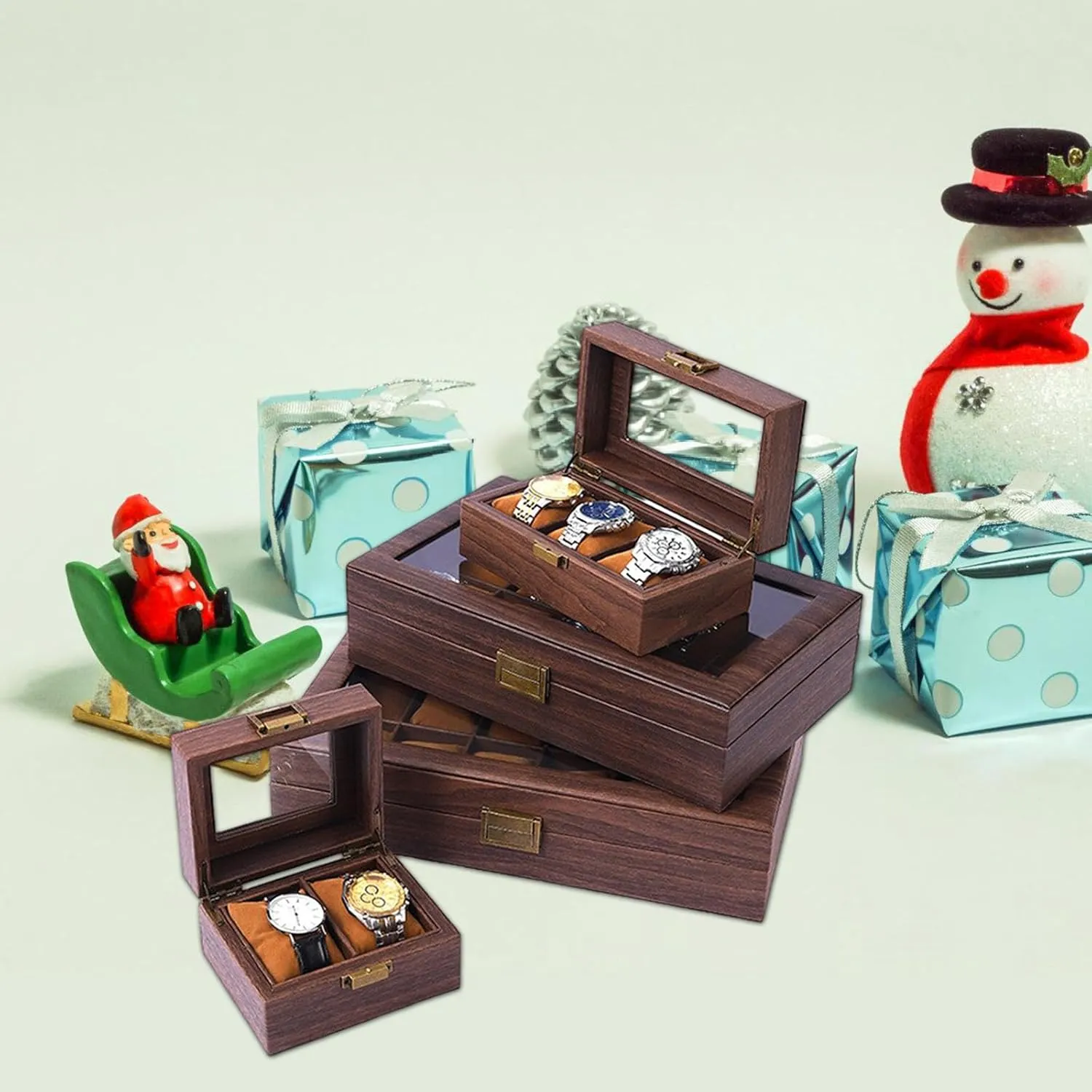 Watch Display Case extraordinary 2/3/6/10/12 Slot Watch Storage Box Mens Watch Organizers Display Holder Jewelry Box, as described (6 Digit Watch Box C) Wood 