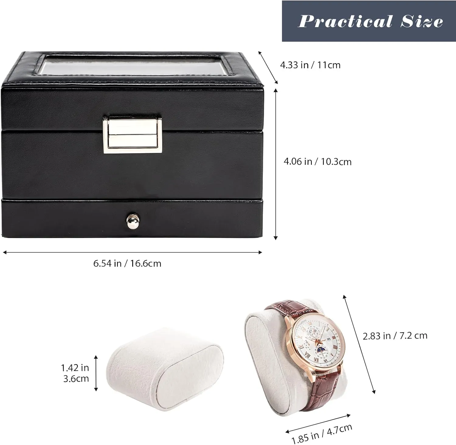 Watch Display subduction Case with Drawer, Black ProCase Men's 3-Slot 