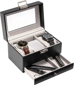 Watch Display subduction Case with Drawer, Black ProCase Men's 3-Slot 