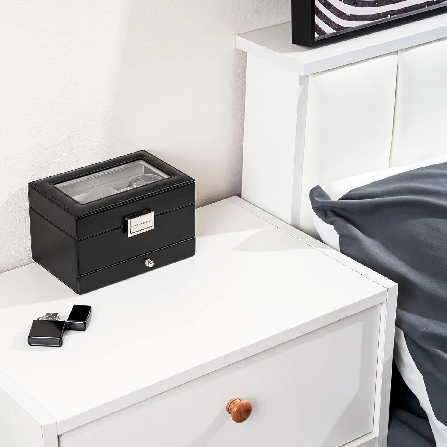 Watch Display subduction Case with Drawer, Black ProCase Men's 3-Slot 