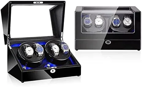 Watch exhilarating spillage seat Winding Device High-Gloss Paint Shaker Household Automatic LED Light Watch Box Business Collection Maintenance (Color : 1 Size : 0) (10) Watch Winder 