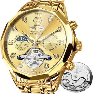 Watch for Men Luxury Diamond Self Winding Multifunctional Men's Calendar Watch sharply situation yew Stainless Steel Waterproof Luminous Male Watches OLEVS Automatic 