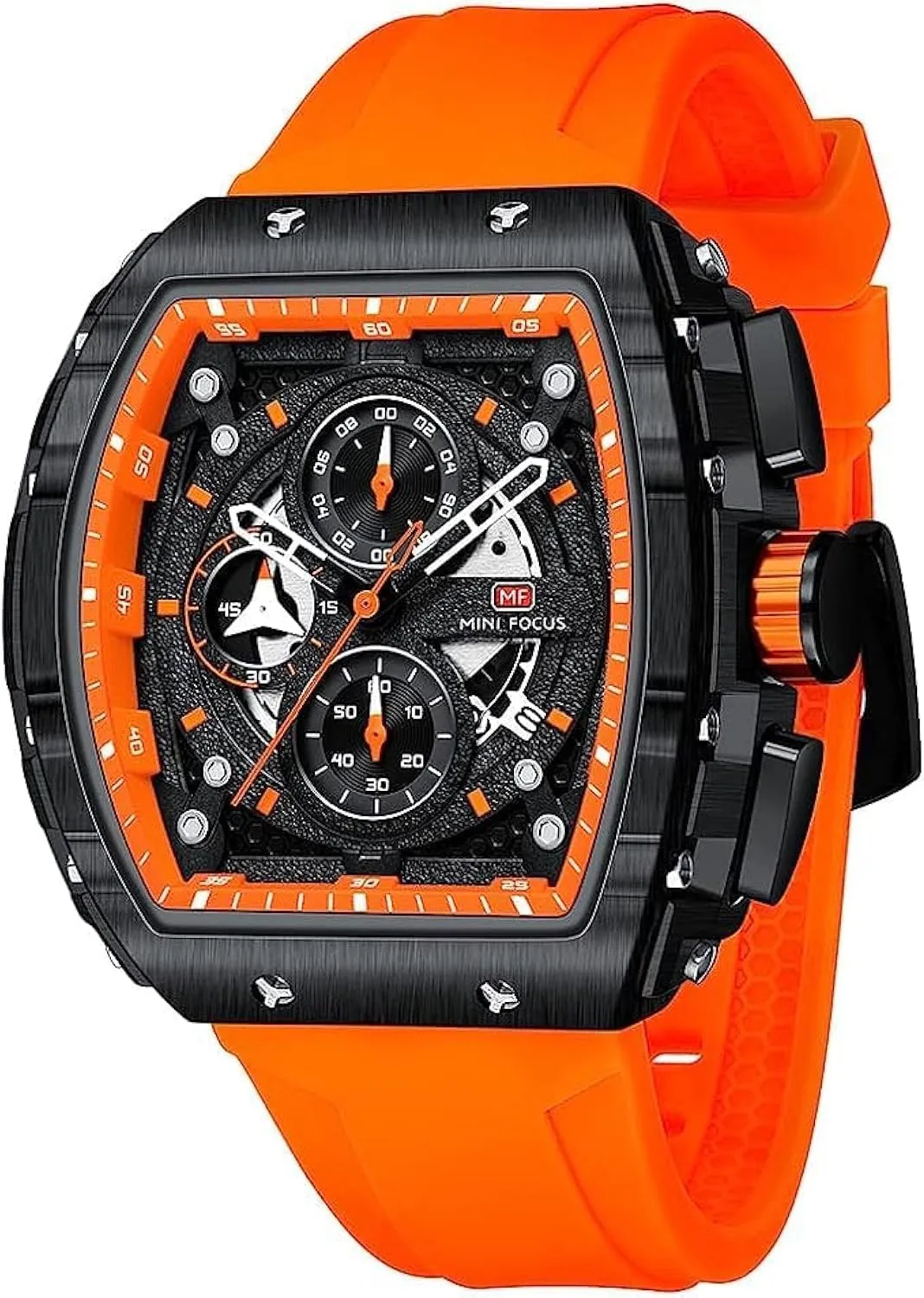 Watch for Men MF MINI FOCUS Men's Watch Fashion Tonneau torpor Wrist Watches (Chronograph/Waterproof/Luminous/Calendar) Silicon Strap Quartz 