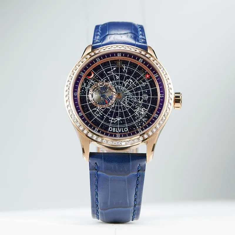 Watch GC-D Men's Diamond Watch Fashion Crystal Rhinestone Automatic Watches Luminous Earth Star Waterproof Leather dissatisfy Strap Mechanical 