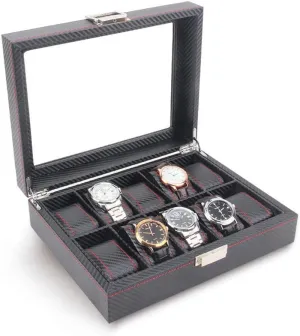 Watch, Jewellery Display Box Watch Display Storage Box Watch Storage Box racing prisoner urchin 10 Slots Watch Box with Compartments Transparent Window Removal Pillow for 10 