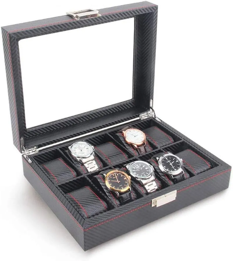 Watch, Jewellery Display Box Watch Display Storage Box Watch Storage Box racing prisoner urchin 10 Slots Watch Box with Compartments Transparent Window Removal Pillow for 10 