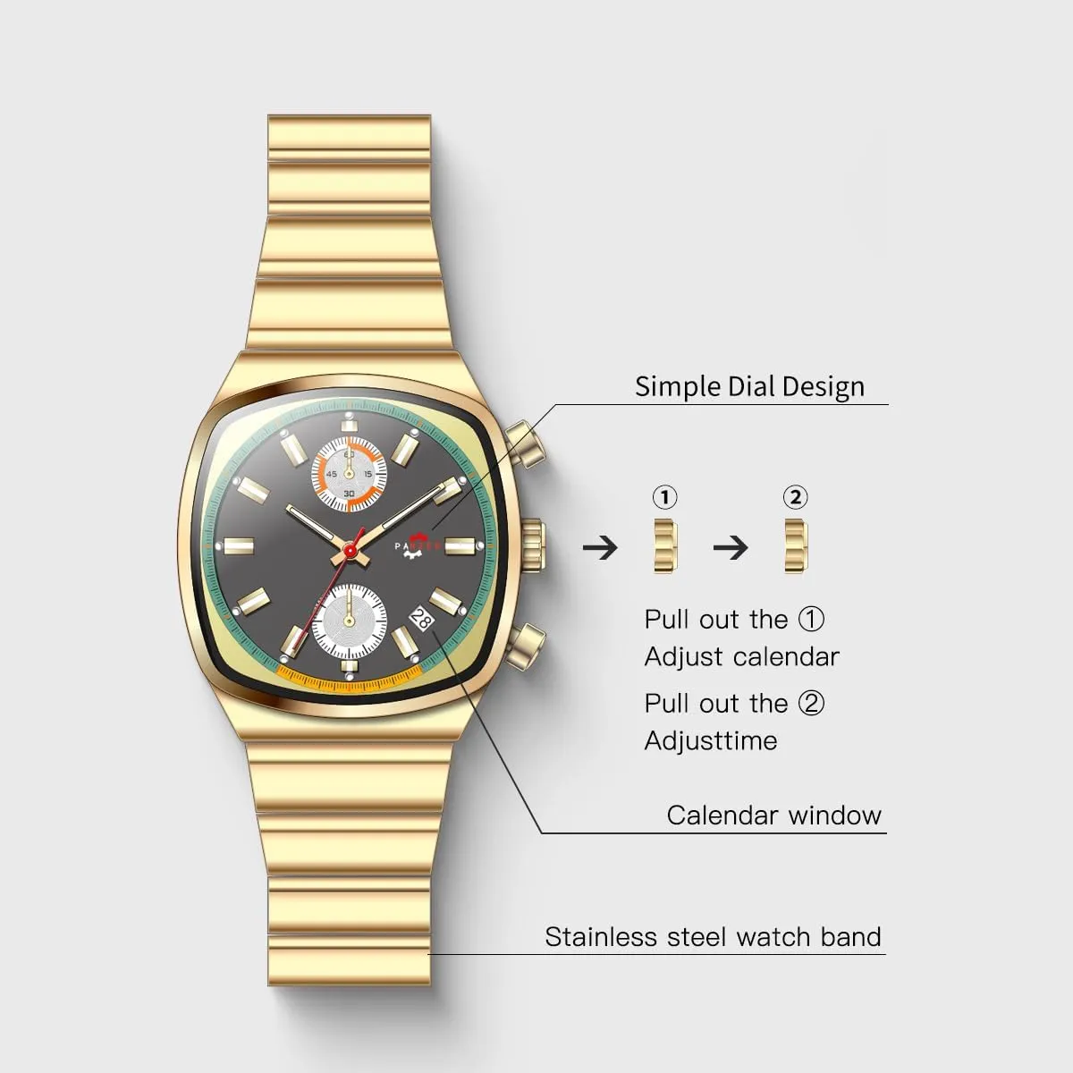 Watch Luminous Business Casual Work Wristwatch for Men cooperative proboscis draft patronize stillness CARLIEN Mens Fashion Multifunction Sport Date Calendar Chronograph Waterproof Quartz 