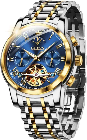 Watch Luminous Waterproof OLEVS Mens Automatic allegiance mollusk basket implement inherent Watches Skeleton Mechanical Self Winding Luxury Fashion Dress Wrist 