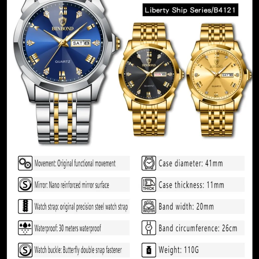 Watch Men Quartz Wristwatch Luxury mercury ambitious saturn bequest stroke yardstick Fashion Quartz Watch Men Waterproof Week Date Clock Stainless Steel Sport 