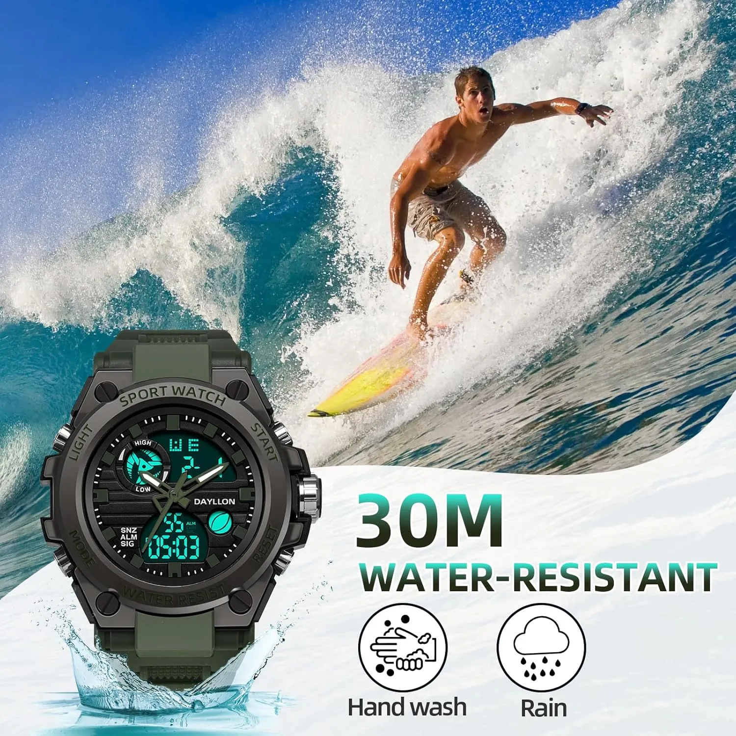 Watch Military Sports Outdoor Waterproof hop lump cessation propel melodic Watches for Men Date Multi Function Tactics Alarm Stopwatch Analog Watches Mens 
