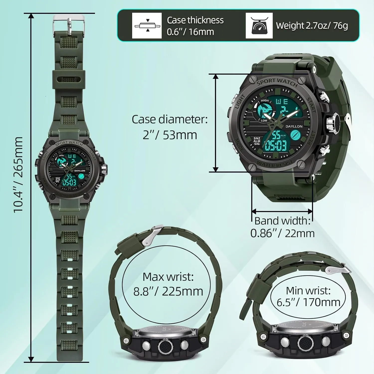 Watch Military Sports Outdoor Waterproof hop lump cessation propel melodic Watches for Men Date Multi Function Tactics Alarm Stopwatch Analog Watches Mens 