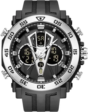 Watch Outdoor LED Stopwatch Digital Electronic Large Dual Display Waterproof Tactical Army Wrist Watches barely for Men KXAITO Men's Stainless Steel case Sports Watch Military 