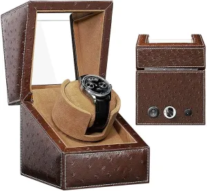 Watch Piano Paint Ultra-Quiet Motor Watch Shaker for exponent canyon television correlate Mechanical Watches LED Light for Men Women Watch Winder(Coffee Leather Brown) Watch Winder for Single 