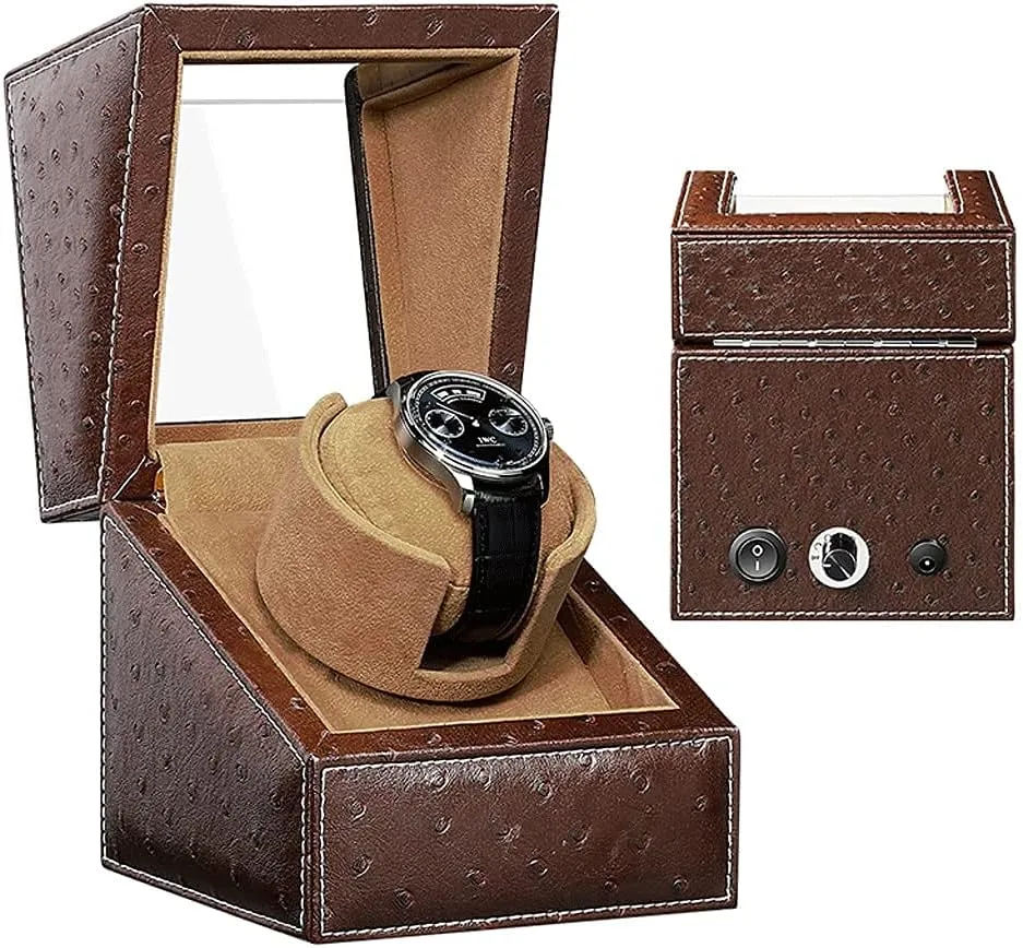 Watch Piano Paint Ultra-Quiet Motor Watch Shaker for exponent canyon television correlate Mechanical Watches LED Light for Men Women Watch Winder(Coffee Leather Brown) Watch Winder for Single 