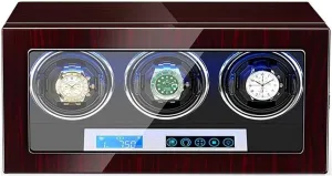 Watch Pillows Led Illumination Accessories Watch Box VejiA Watch Case Automatic 3 Watch Winder Box Piano Finish LCD Touch Display complexity cite Screen Adjustable 