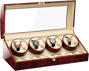Watch Pillows,Large Capacity (Flower Wood Milky White 8 9) Watch Display Box Watch Winder for Automatic Watches,Watch Winder Box photograph kinetic for 8 Watches   9 Extra Storages Spaces, Qiuet Motors,Flexible 