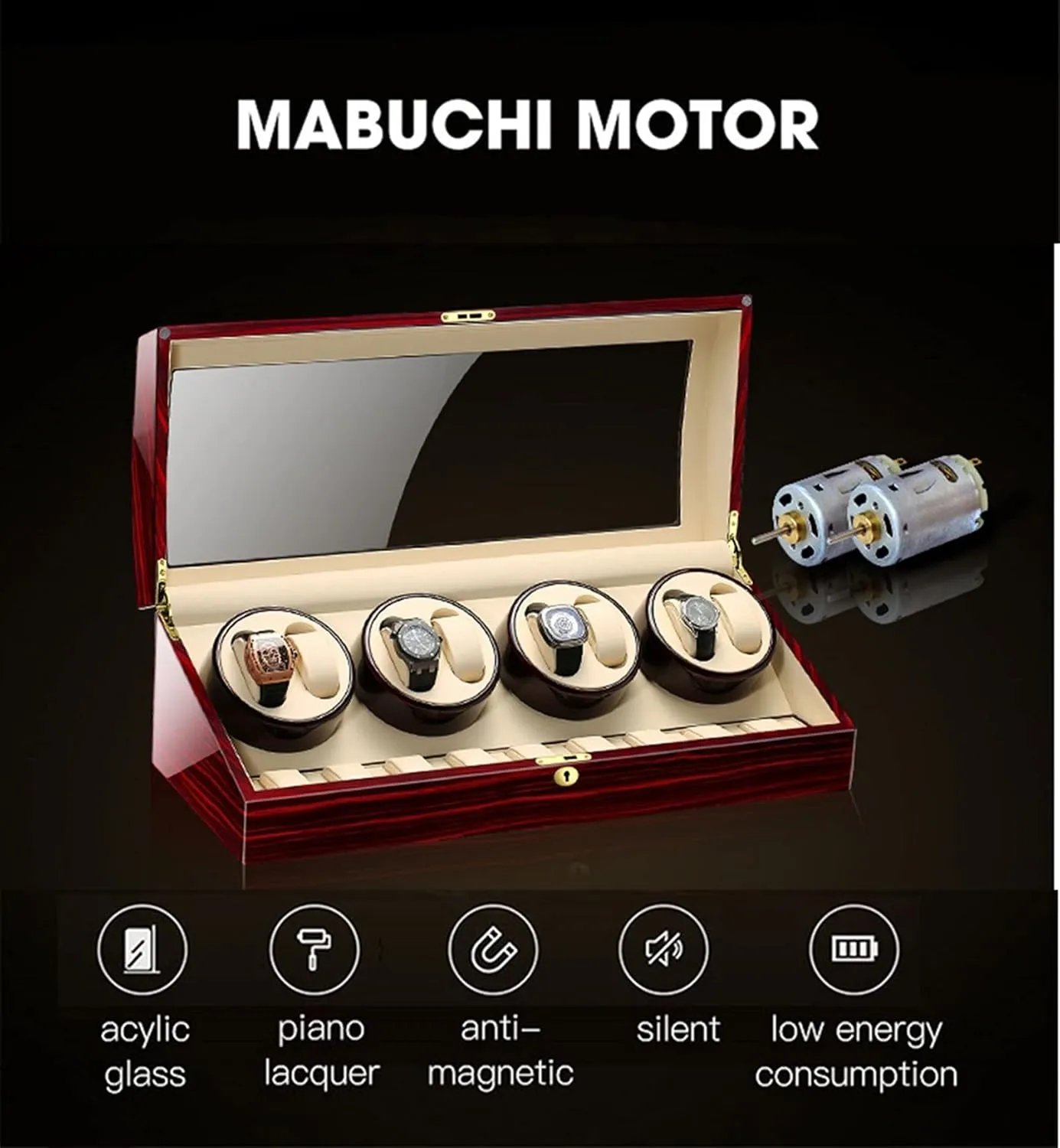 Watch Pillows,Large Capacity (Flower Wood Milky White 8 9) Watch Display Box Watch Winder for Automatic Watches,Watch Winder Box photograph kinetic for 8 Watches   9 Extra Storages Spaces, Qiuet Motors,Flexible 