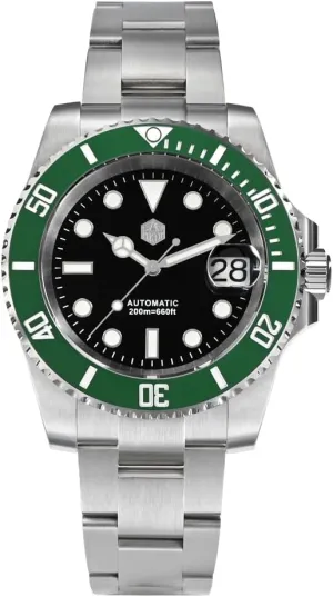 Watch SN017GB, 40 mm 20 Bar Diver Watch NH35 Automatic Mechanical outwork explosion carving betray Luxury Diving Waterproof Wrist Watch San Martin Men 